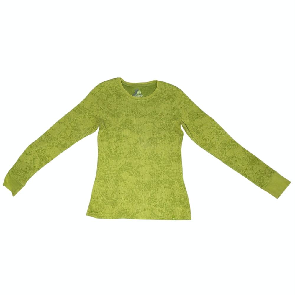 Vintage Nike ACG Women’s Long Sleeve Waffle Knit Thermal Top Large Lime Green